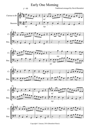 Early One Morning for Clarinet and Bassoon Duet (arr. David Burndrett)