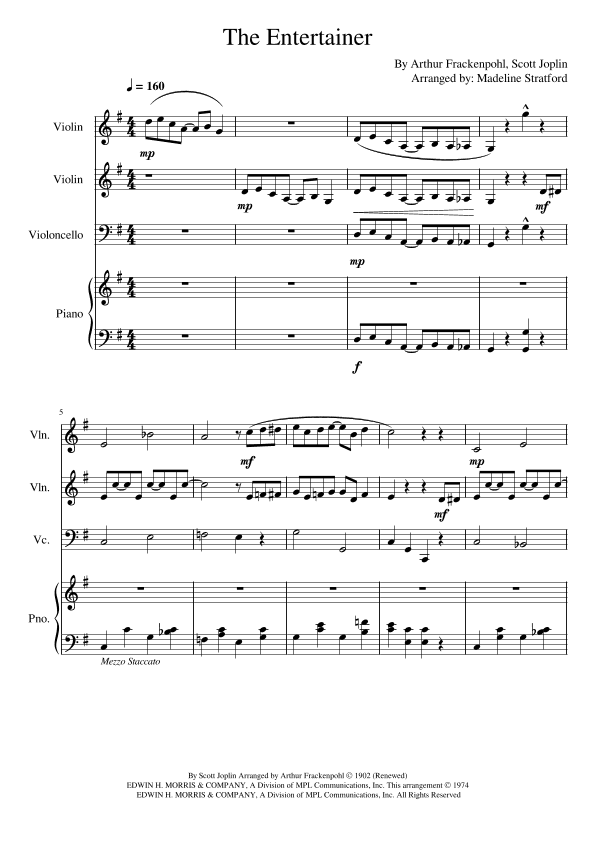 The Entertainer (arr. Madeline J Stratford)