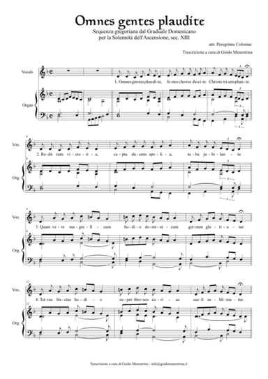Omnes Gentes Plaudite - Sequenza domenicana per l'Ascensione (arr. Guido Menestrina)