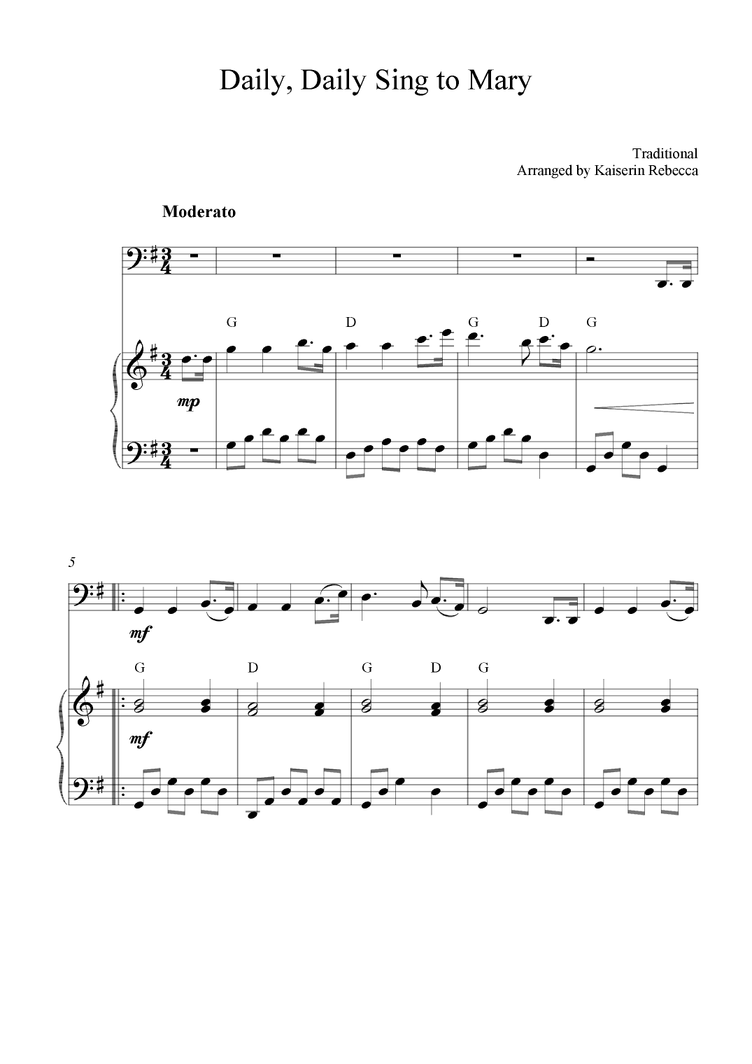 Daily, Daily Sing to Mary (arr. Kaiserin Rebecca)