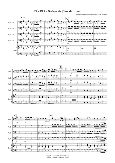 Eine Kleine Nachtmusik (1st movement) for Cello Quartet (arr. David Burndrett)