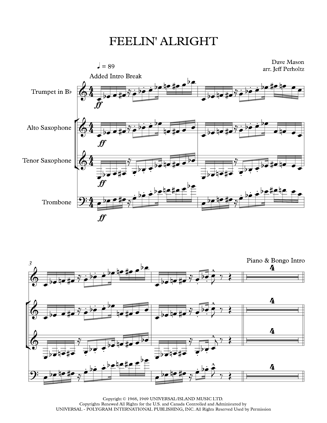 Feelin' Alright (arr. Jeff Perholtz)