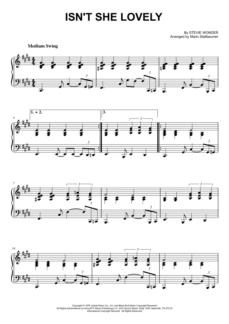 Isn't She Lovely (arr. Mario Stallbaumer)