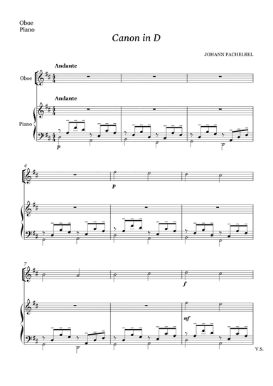 Canon in D For Oboe And Piano (arr. Cássio Silva Chaves)