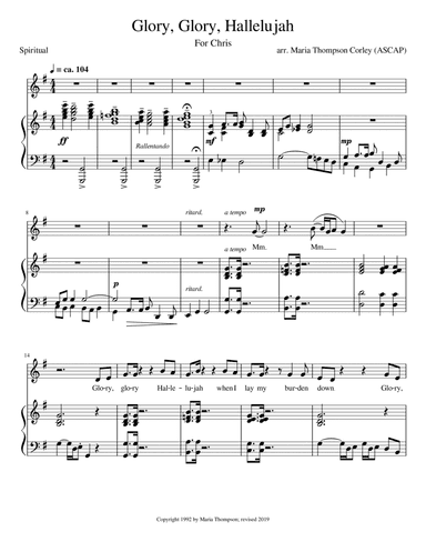 Glory, glory, Hallelujah (arr. Maria Thompson Corley)