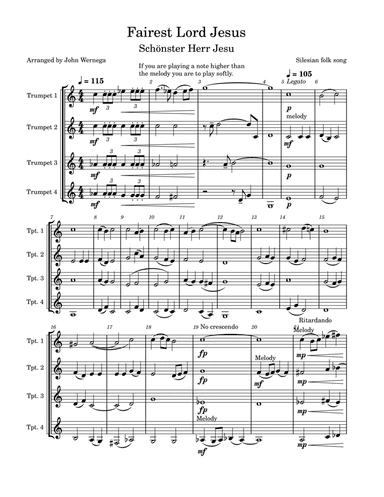 Fairest Lord Jesus (arr. John Wernega)