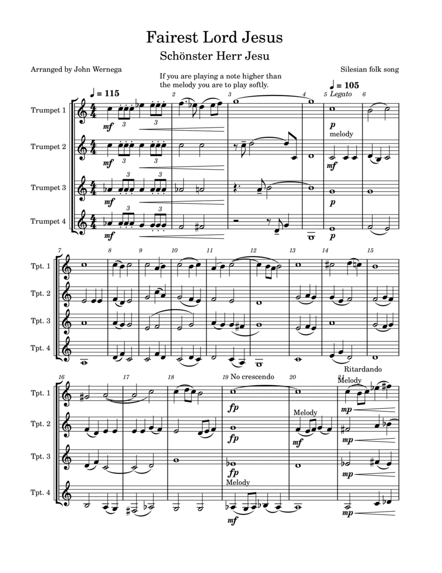 Fairest Lord Jesus (arr. John Wernega)