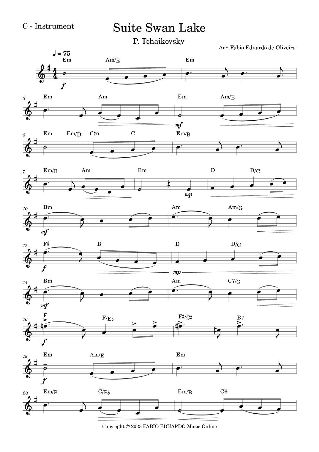 Swan Lake (Tchaikovsky) (arr. Fabio Eduardo de Oliveira)