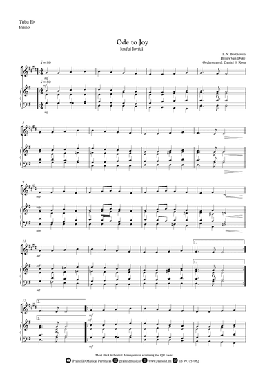 Ode to Joy - Joyful Joyful - Easy Eb Tuba/Bass and Piano (arr. Daniel H Rosa)