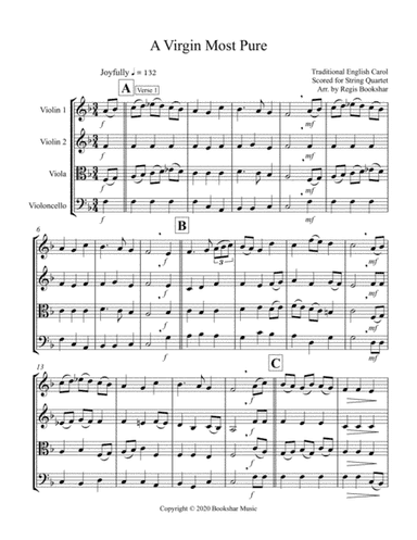 A Virgin Most Pure (F) (String Quartet - 2 Violins, 1 Viola, 1 Cello) (arr. Regis Bookshar)