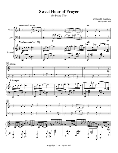 Sweet Hour of Prayer for Piano Trio (arr. Ian Wei)