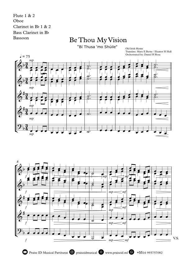 Be Thou My Vision - "Bí Thusa 'mo Shúile" - Easy Woodwind Quartet (arr. Daniel H Rosa)