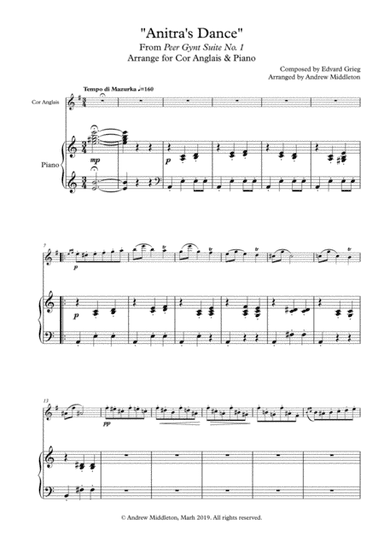 "Anitra's Dance" from Peer Gynt Suite arranged for Cor Anglais and Piano (arr. Andrew Middleton)