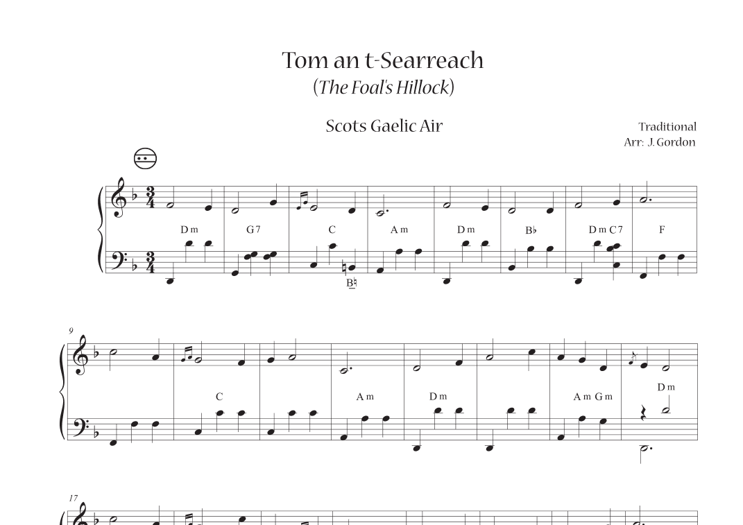Tom an t-Searreach  (The Foal's Hillock) (arr. Julia Gordon)