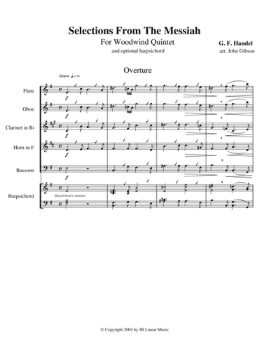 Handel's Messiah Selections for Woodwind Quintet (arr. John Gibson)