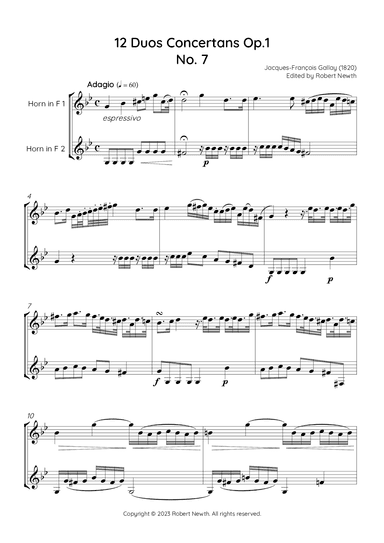 Gallay - 12 Duos Concertans Op. 1 No. 7 'Adagio' (for Horn Duet) (arr. Robert Newth)