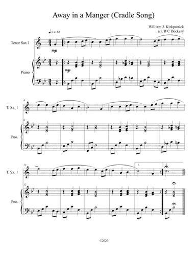 Away in a Manger (Cradle Song) for Tenor Sax with piano accompaniment (arr. B C Dockery)