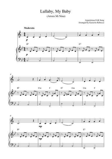 Lullaby, My Baby (Arroro Mi Nino) (arr. Kaiserin Rebecca)