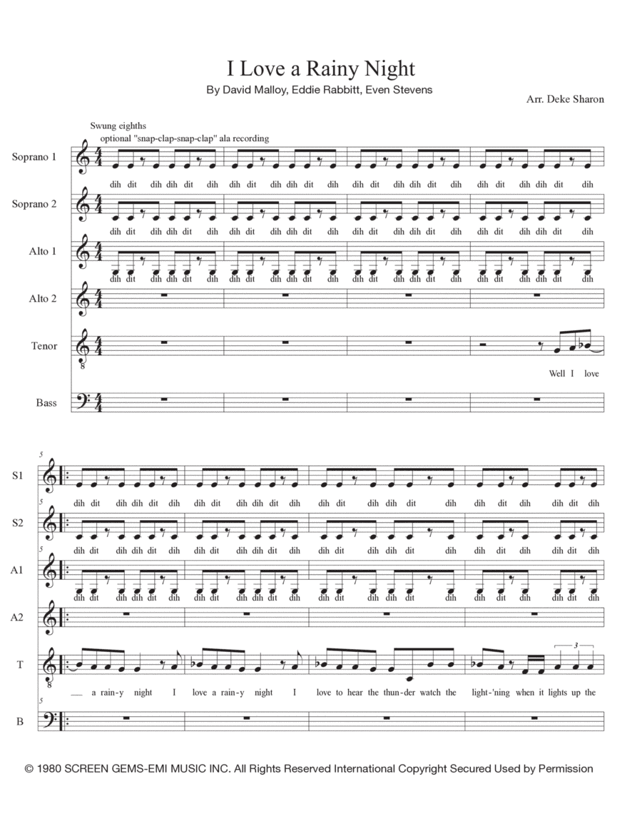 I Love A Rainy Night (arr. Deke Sharon)