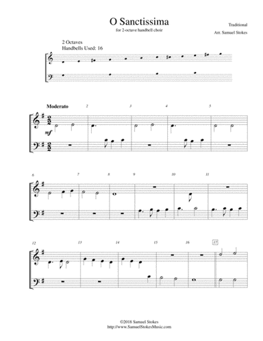 O Sanctissima (Oh, How Joyfully) - for 2-octave handbell choir (arr. Samuel Stokes)