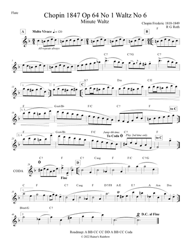 Chopin Minute Waltz Flute (arr. R G Roth)