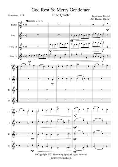 God Rest Ye Merry Gentlemen (Flute Quartet) (arr. Thomas Quigley)