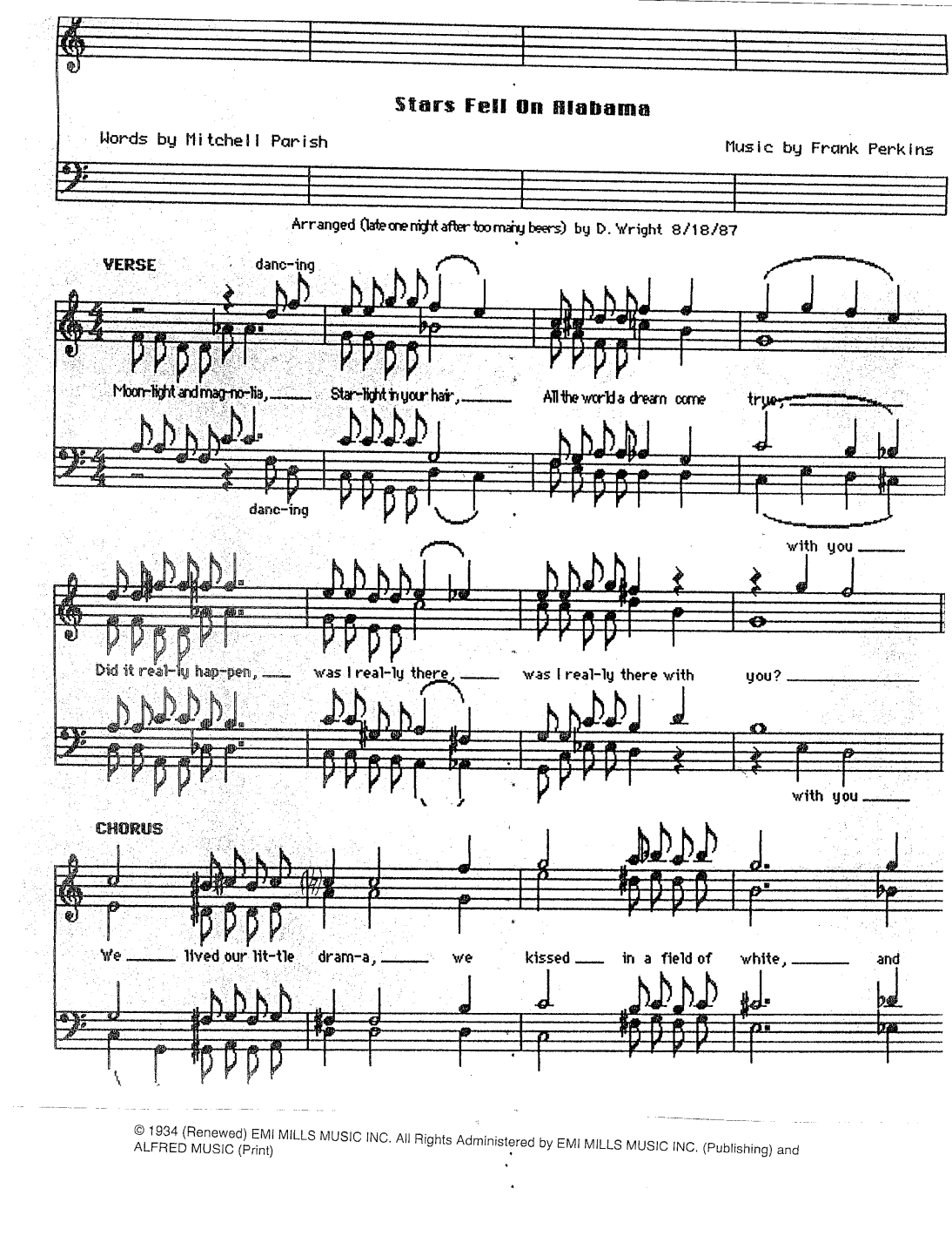 Stars Fell On Alabama (arr. David Wright)
