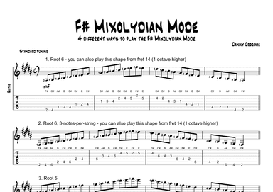 F# Mixolydian Mode (4 Ways to Play)