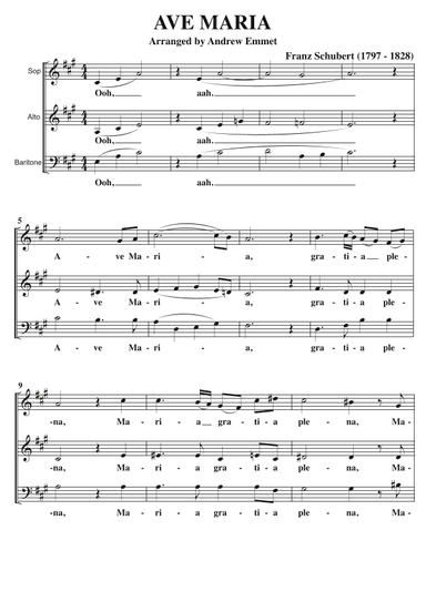 Ave Maria (Schubert) A Cappella SAB (arr. Andrew Emmet)