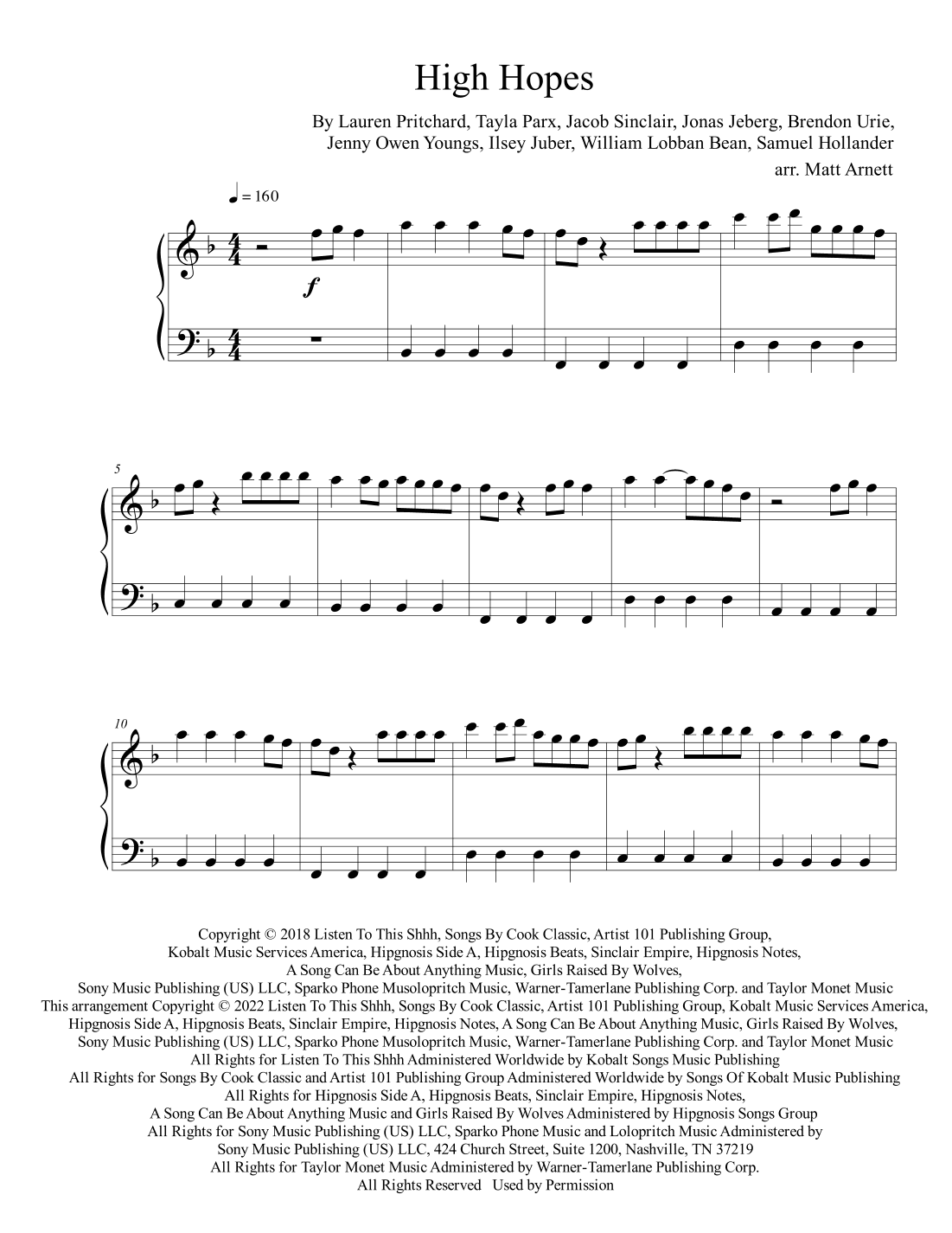 High Hopes (arr. Matt Arnett)
