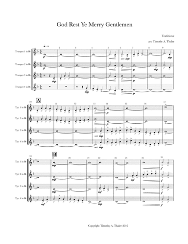 God Rest Ye, Merry Gentlemen (arr. Timothy A. Thaler)