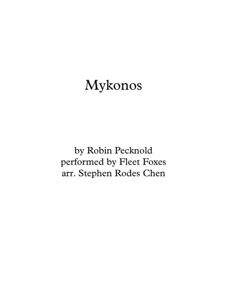 Mykonos (arr. Stephen Rodes Chen)