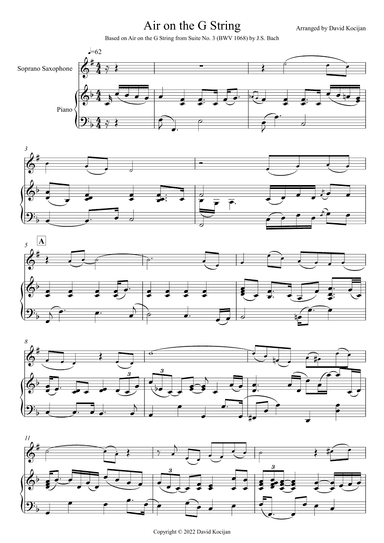 Air on the G String (soprano sax & piano) - EASY (arr. David Kocijan)