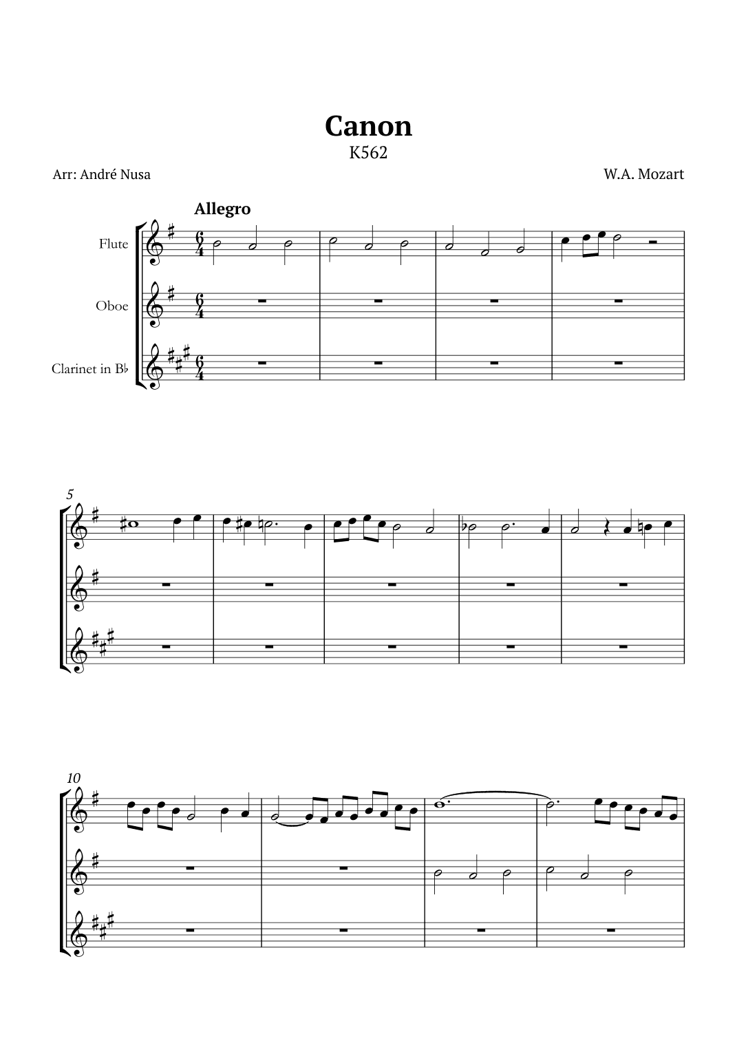 Canon K562 (arr. André Nusa)