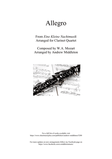 "Allegro" from Eine Kleine Nachtmusik for Clarinet Quartet (arr. Andrew Middleton)