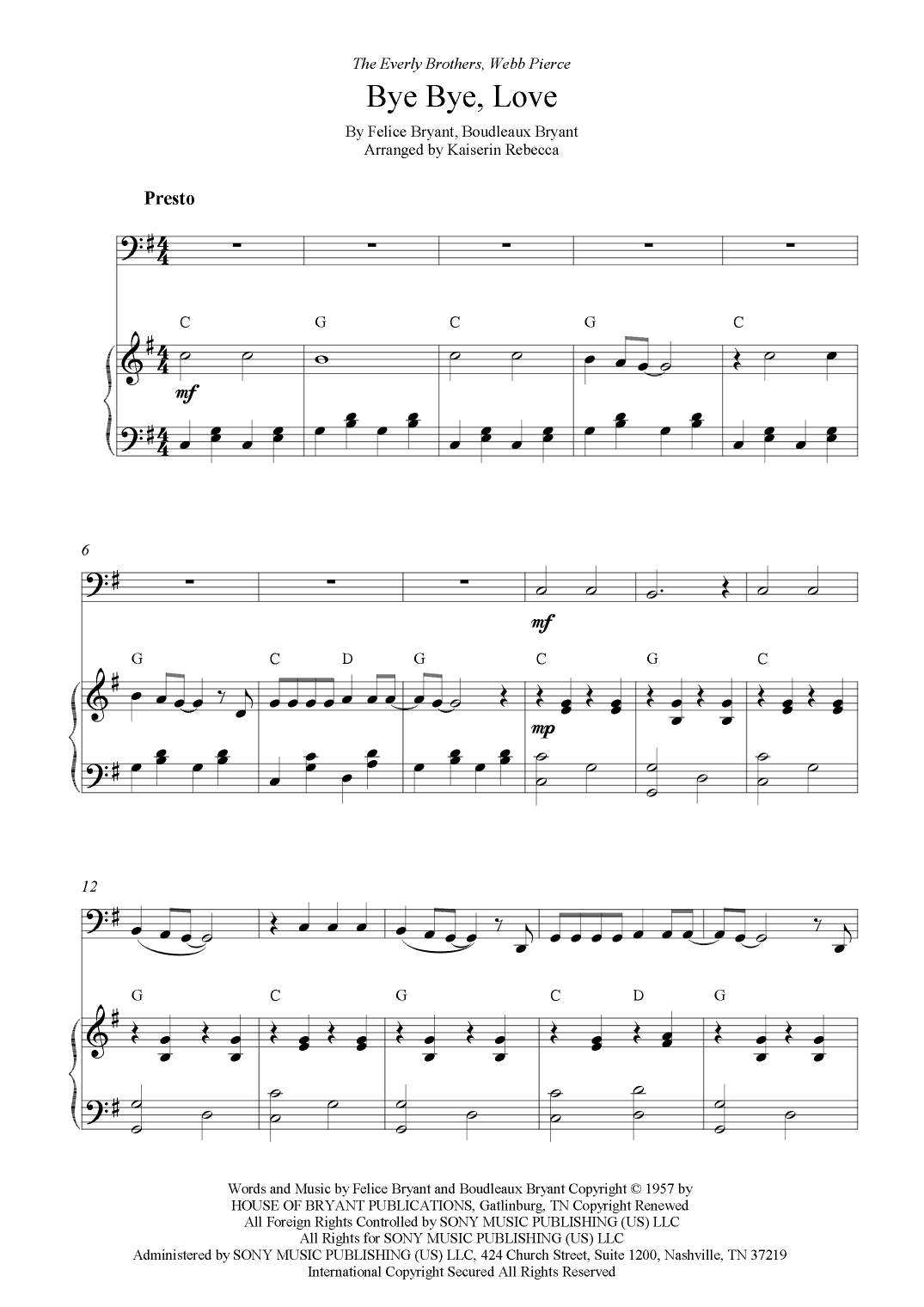 Bye Bye Love (arr. Kaiserin Rebecca)