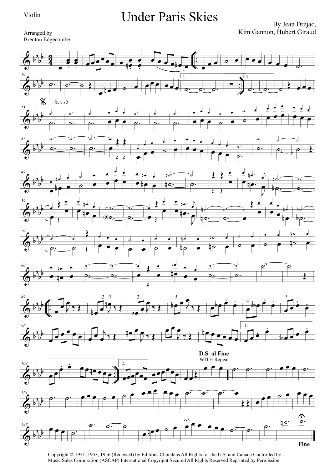 Under Paris Skies (arr. Brenton Edgecombe)