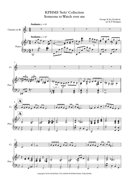 Someone To Watch Over Me (arr. Kevin P Holdgate)