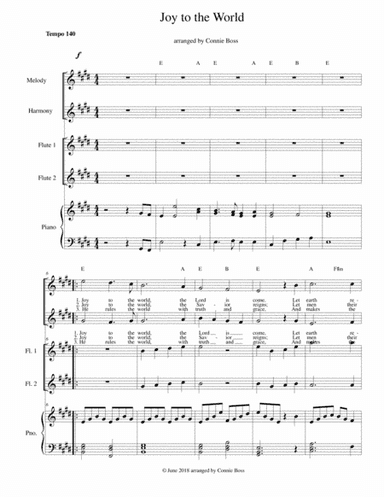 Joy to the World vocal duet, flute duet and piano (arr. Connie Boss)