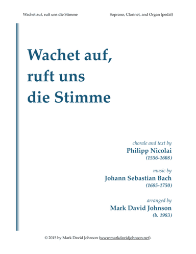 Wachet auf, ruft uns die Stimme (arr. Mark David Johnson)