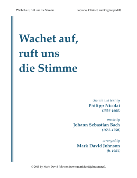 Wachet auf, ruft uns die Stimme (arr. Mark David Johnson)