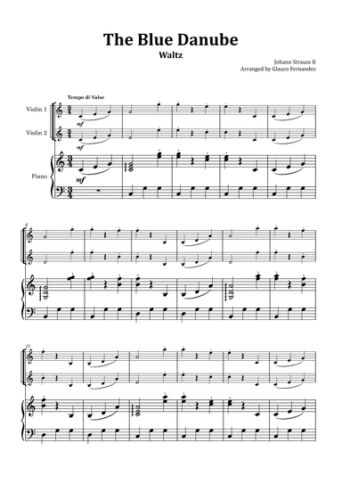 The Blue Danube - Violin Duet with Piano (arr. Glauco Fernandes)