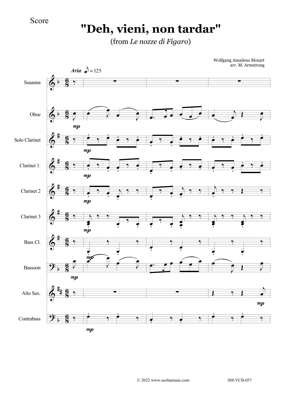 Deh vieni non tardar for soprano and small wind ensemble (arr. Mark Armstrong)