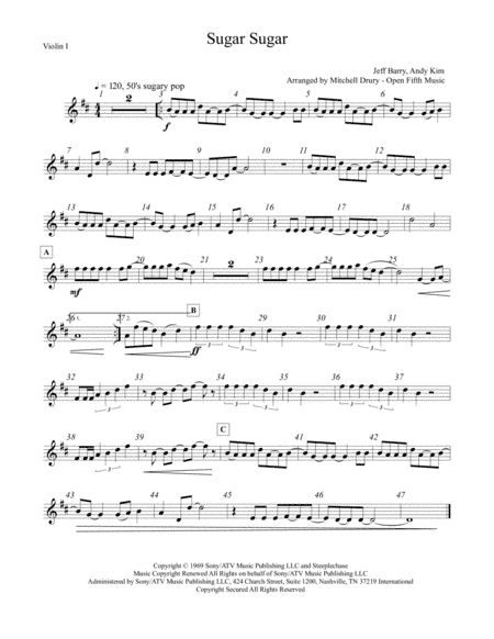 Sugar, Sugar (arr. Mitchell Drury)