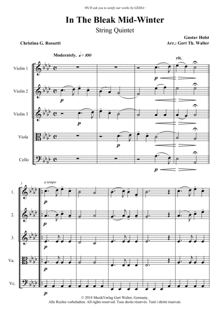 In The Bleak Mid-Winter (arr. Gert Th. Walter)