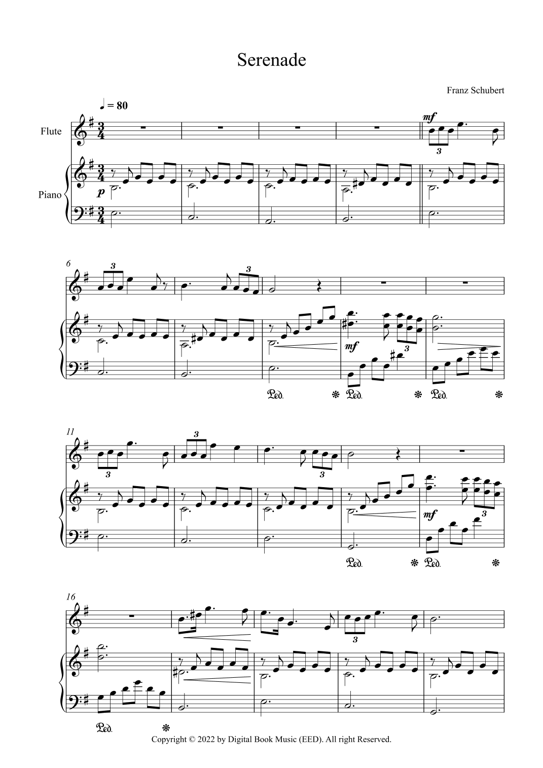 Serenade - Franz Schubert (Flute + Piano) (arr. Digital Book Music)