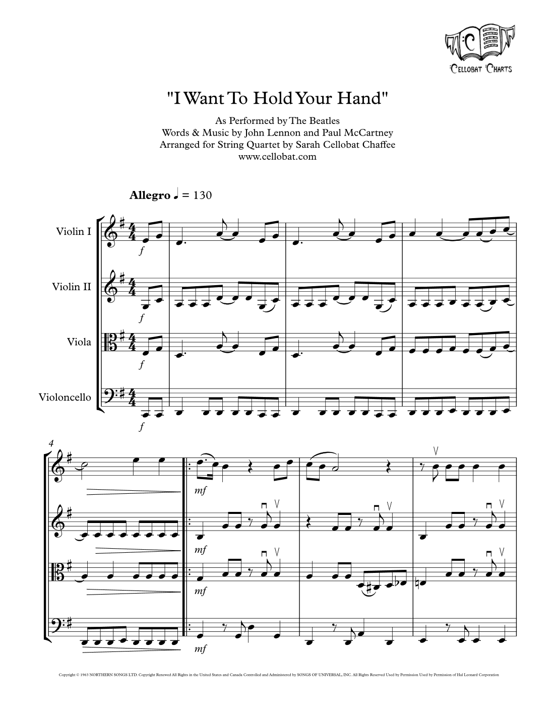 I Want To Hold Your Hand (arr. Sarah Cellobat Chaffee)