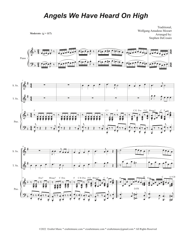 Angels We Have Heard On High (Duet for Soprano and Tenor Saxophone) (arr. Stephen DeCesare)