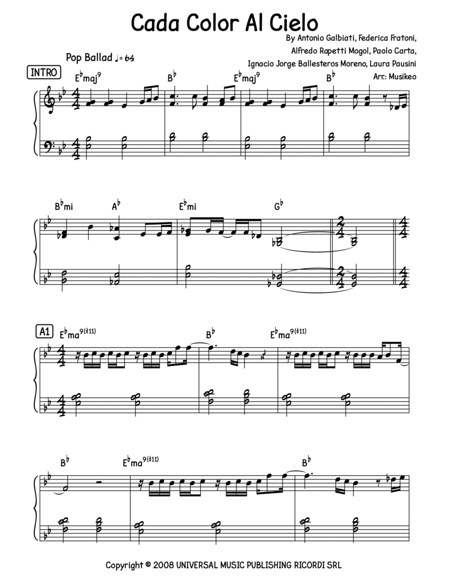 Cada Color Al Cielo (arr. Musikeo)