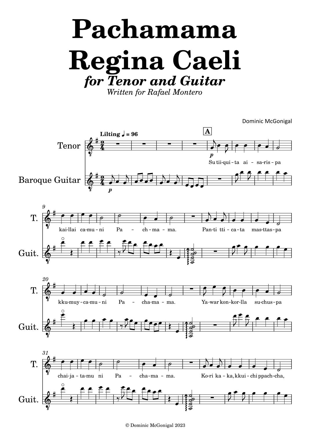 Pachamama Regina Caeli (tenor, baroque guitar)